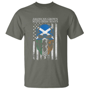 American Grown With Scots Irish Roots T Shirt American Ulster Scots Skull Flag TS09 Military Green Print Your Wear