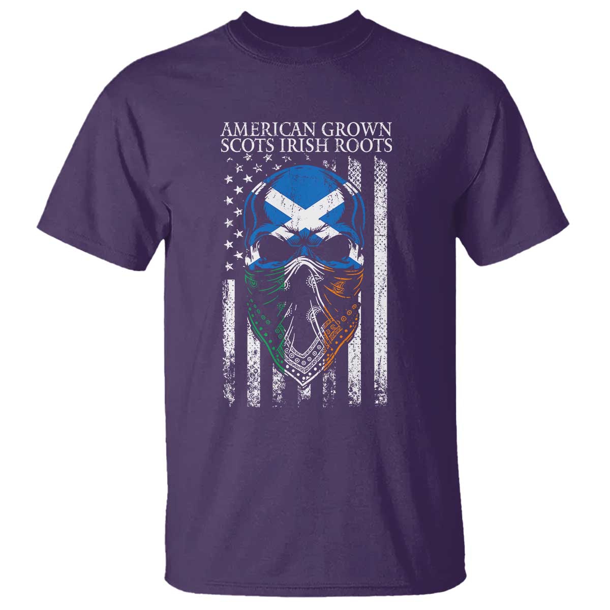 American Grown With Scots Irish Roots T Shirt American Ulster Scots Skull Flag TS09 Purple Print Your Wear
