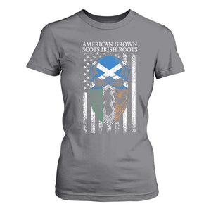 American Grown With Scots Irish Roots T Shirt For Women American Ulster Scots Skull Flag TS09 Charcoal Print Your Wear