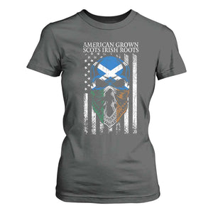 American Grown With Scots Irish Roots T Shirt For Women American Ulster Scots Skull Flag TS09 Dark Heather Print Your Wear