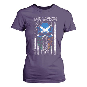 American Grown With Scots Irish Roots T Shirt For Women American Ulster Scots Skull Flag TS09 Purple Print Your Wear