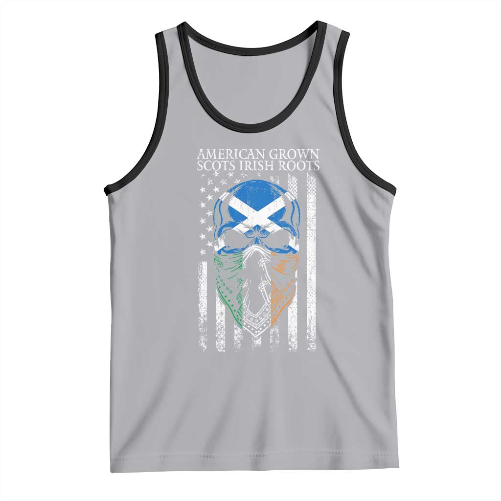 American Grown With Scots Irish Roots Tank Top American Ulster Scots Skull Flag TS09 Athletic Heather Black Print Your Wear