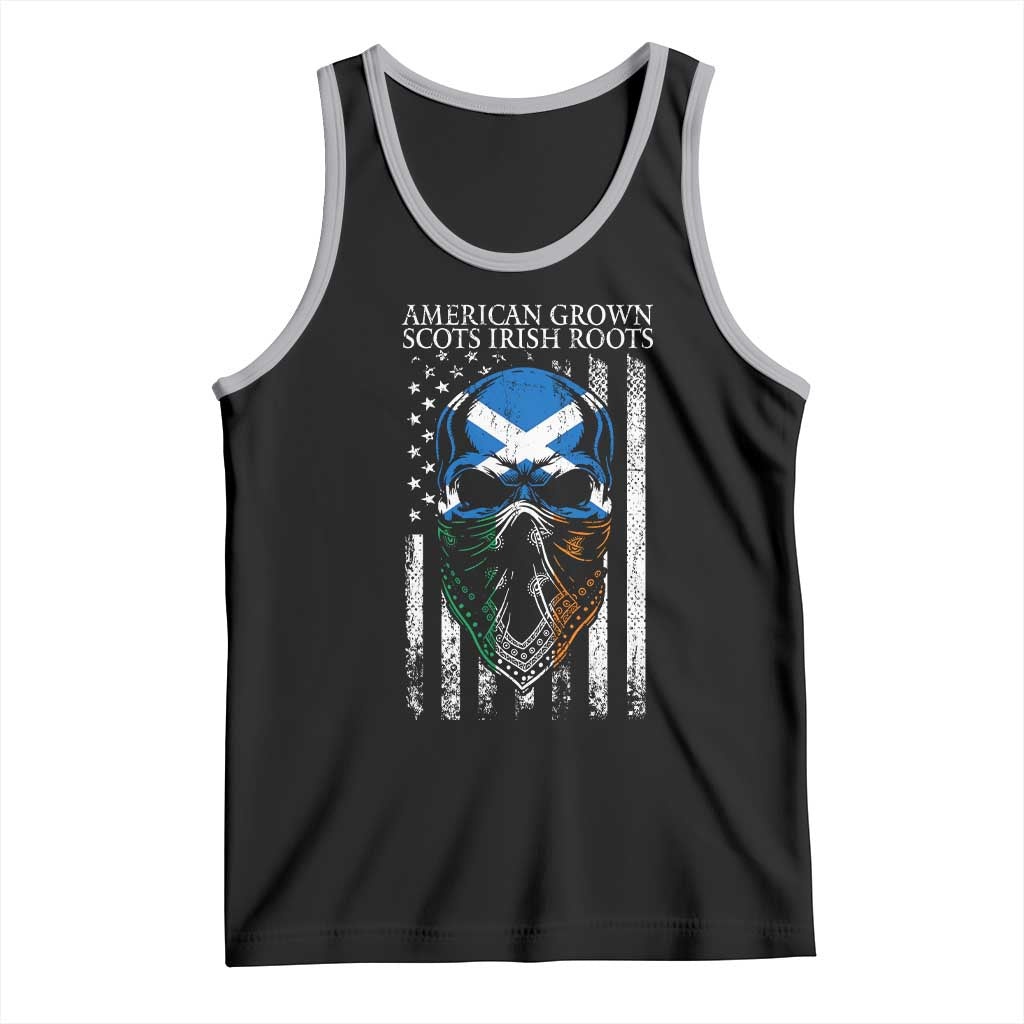 American Grown With Scots Irish Roots Tank Top American Ulster Scots Skull Flag TS09 Black Athletic Heather Print Your Wear