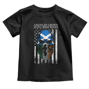 American Grown With Scots Irish Roots Toddler T Shirt American Ulster Scots Skull Flag TS09 Black Print Your Wear