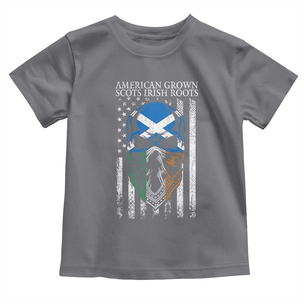 American Grown With Scots Irish Roots Toddler T Shirt American Ulster Scots Skull Flag TS09 Charcoal Print Your Wear