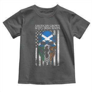 American Grown With Scots Irish Roots Toddler T Shirt American Ulster Scots Skull Flag TS09 Dark Heather Print Your Wear