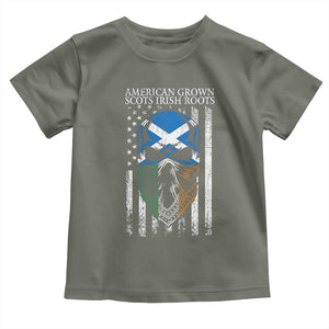 American Grown With Scots Irish Roots Toddler T Shirt American Ulster Scots Skull Flag TS09 Military Green Print Your Wear