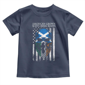 American Grown With Scots Irish Roots Toddler T Shirt American Ulster Scots Skull Flag TS09 Navy Print Your Wear