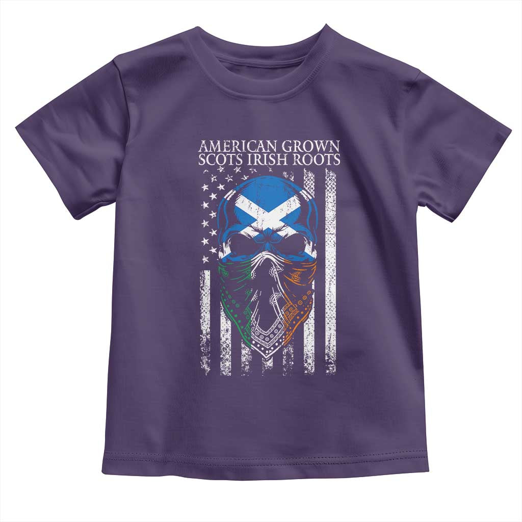 American Grown With Scots Irish Roots Toddler T Shirt American Ulster Scots Skull Flag TS09 Purple Print Your Wear