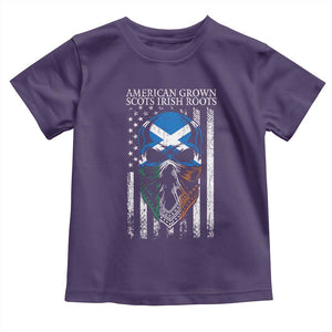 American Grown With Scots Irish Roots Toddler T Shirt American Ulster Scots Skull Flag TS09 Purple Print Your Wear