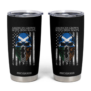 American Grown With Scots Irish Roots Tumbler Cup American Ulster Scots Skull Flag TS09 Black Print Your Wear