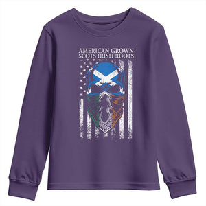 American Grown With Scots Irish Roots Youth Sweatshirt American Ulster Scots Skull Flag TS09 Purple Print Your Wear