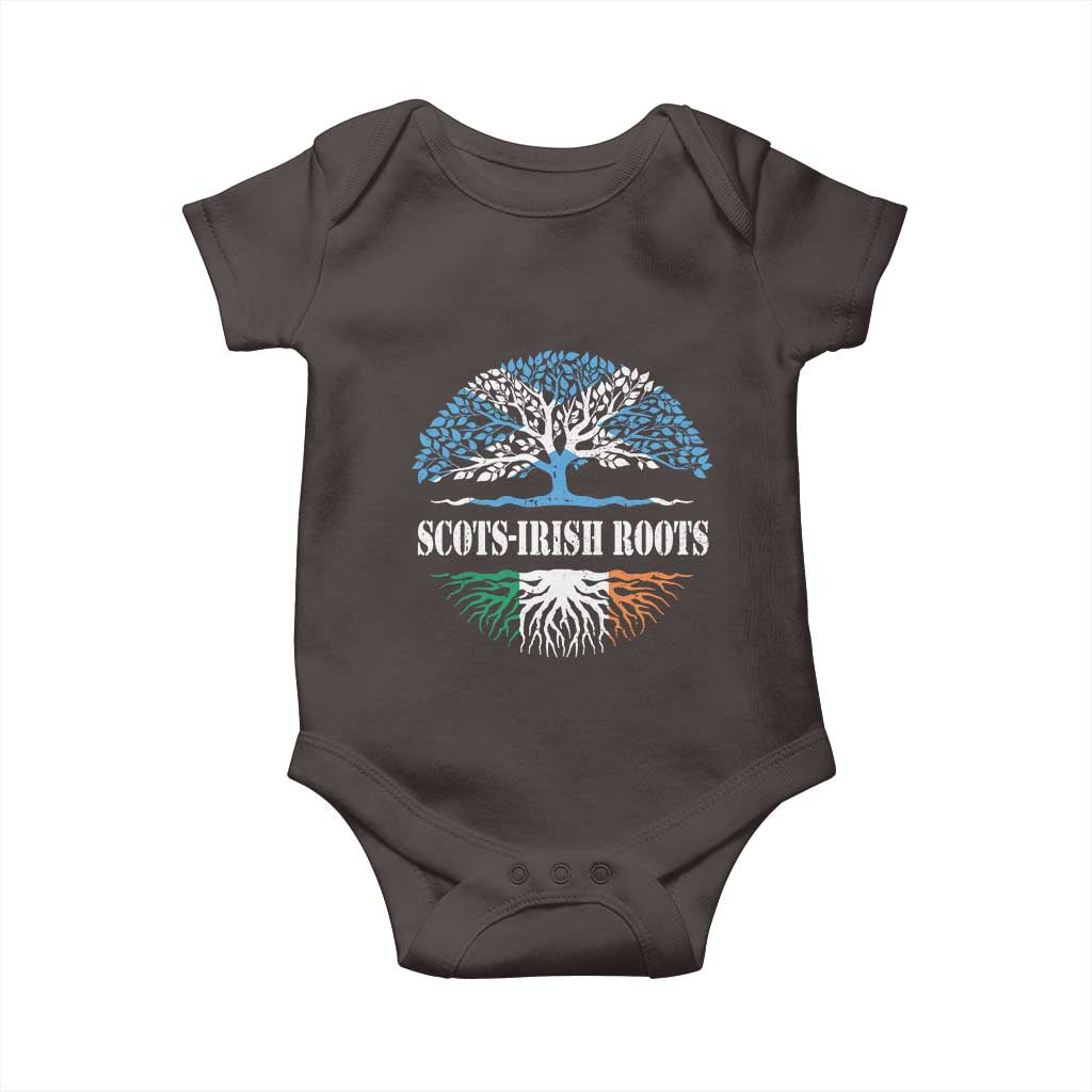 Scots-Irish Roots Baby Onesie Ulster Scots Ireland Scotland TS09 Dark Chocolate Print Your Wear