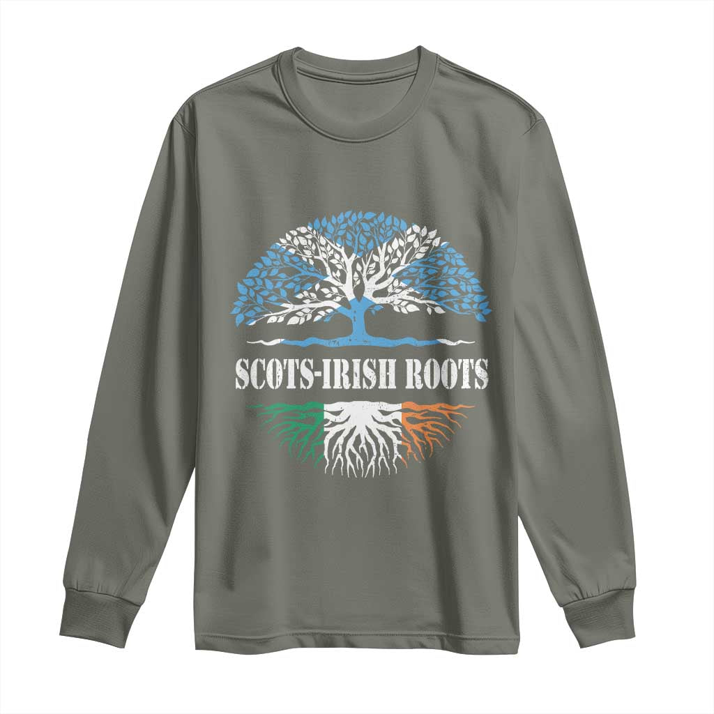 Scots-Irish Roots Long Sleeve Shirt Ulster Scots Ireland Scotland TS09 Military Green Print Your Wear