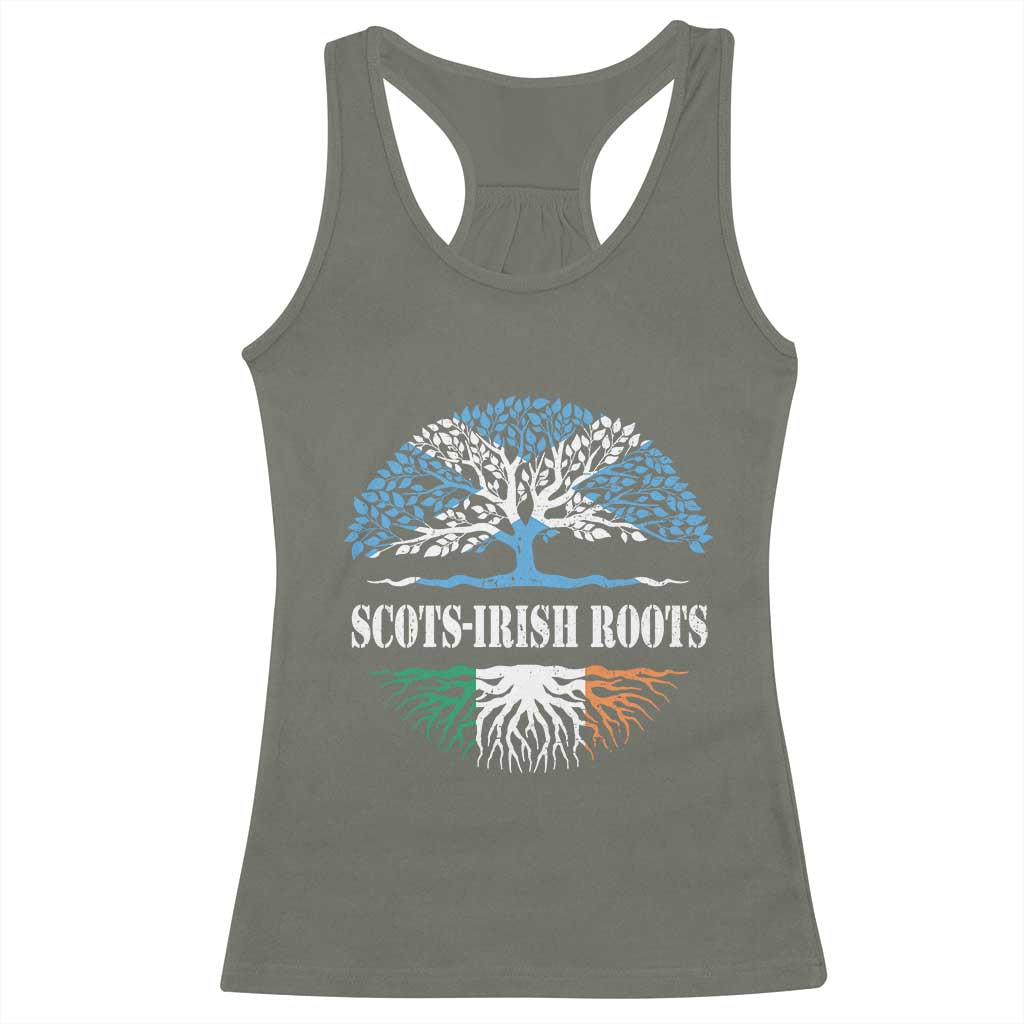 Scots-Irish Roots Racerback Tank Top Ulster Scots Ireland Scotland TS09 Military Green Print Your Wear