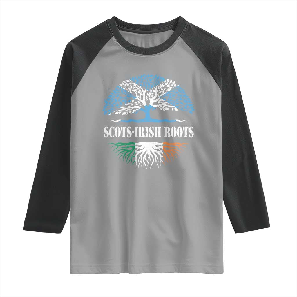 Scots-Irish Roots Raglan Shirt Ulster Scots Ireland Scotland TS09 Sport Gray Black Print Your Wear