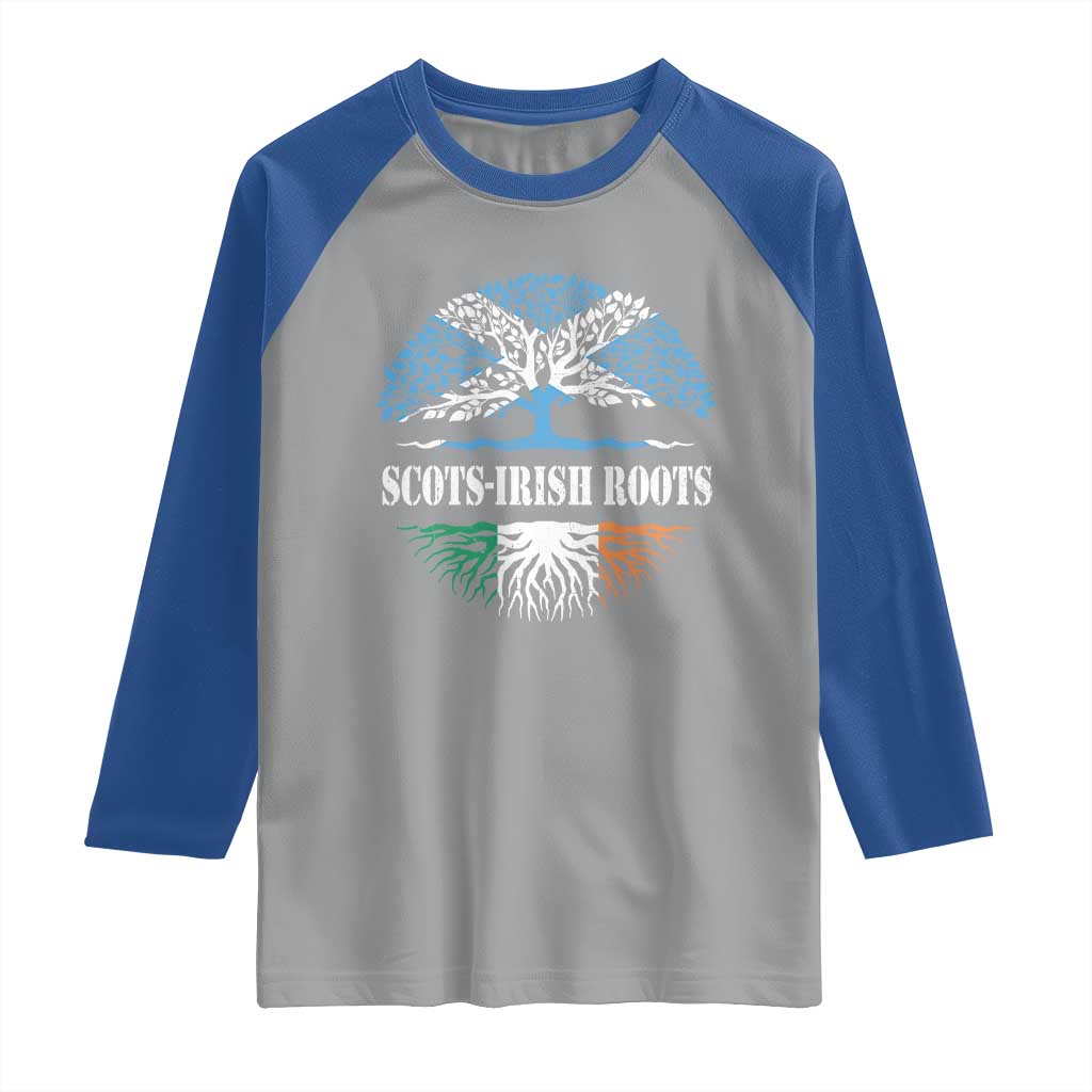 Scots-Irish Roots Raglan Shirt Ulster Scots Ireland Scotland TS09 Sport Gray Royal Print Your Wear
