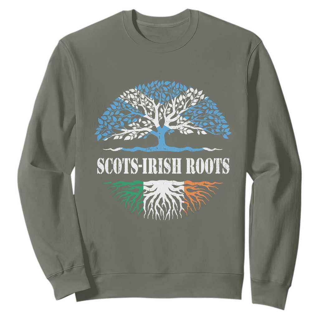 Scots-Irish Roots Sweatshirt Ulster Scots Ireland Scotland TS09 Military Green Print Your Wear