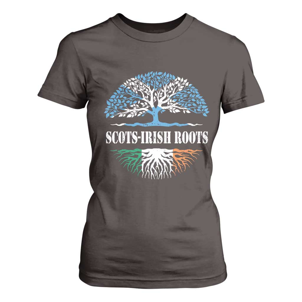 Scots-Irish Roots T Shirt For Women Ulster Scots Ireland Scotland TS09 Dark Chocolate Print Your Wear