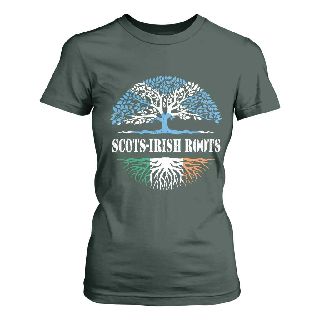Scots-Irish Roots T Shirt For Women Ulster Scots Ireland Scotland TS09 Dark Forest Green Print Your Wear