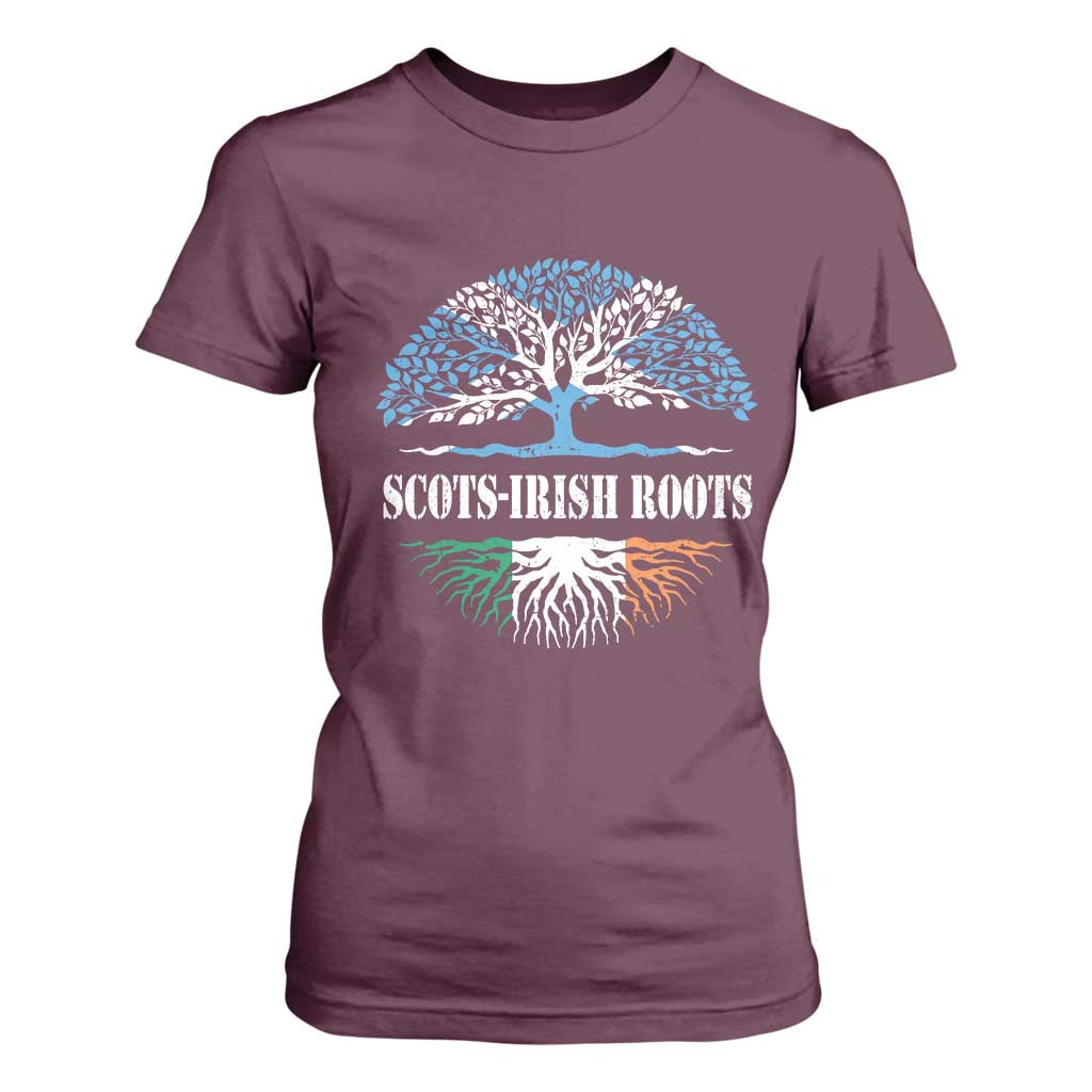 Scots-Irish Roots T Shirt For Women Ulster Scots Ireland Scotland TS09 Maroon Print Your Wear