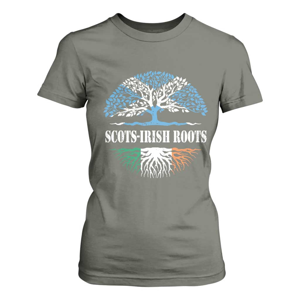 Scots-Irish Roots T Shirt For Women Ulster Scots Ireland Scotland TS09 Military Green Print Your Wear