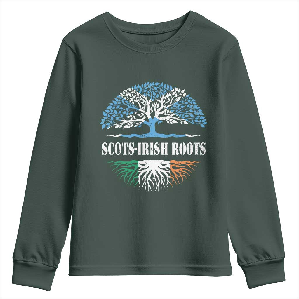 Scots-Irish Roots Youth Sweatshirt Ulster Scots Ireland Scotland TS09 Dark Forest Green Print Your Wear