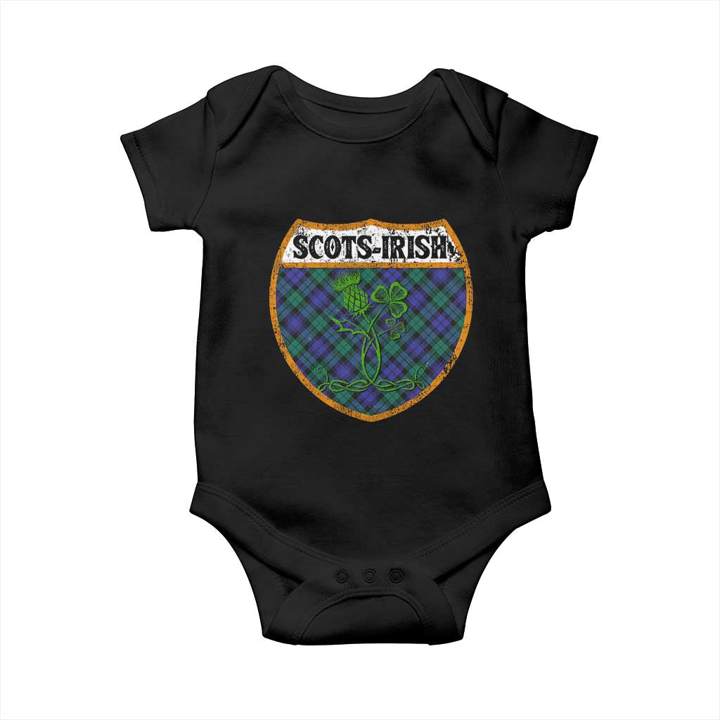 Scots-Irish Pride Baby Onesie Shamrock Ulster Scots Scotch Irish Shamrock Thistle TS09 Black Print Your Wear
