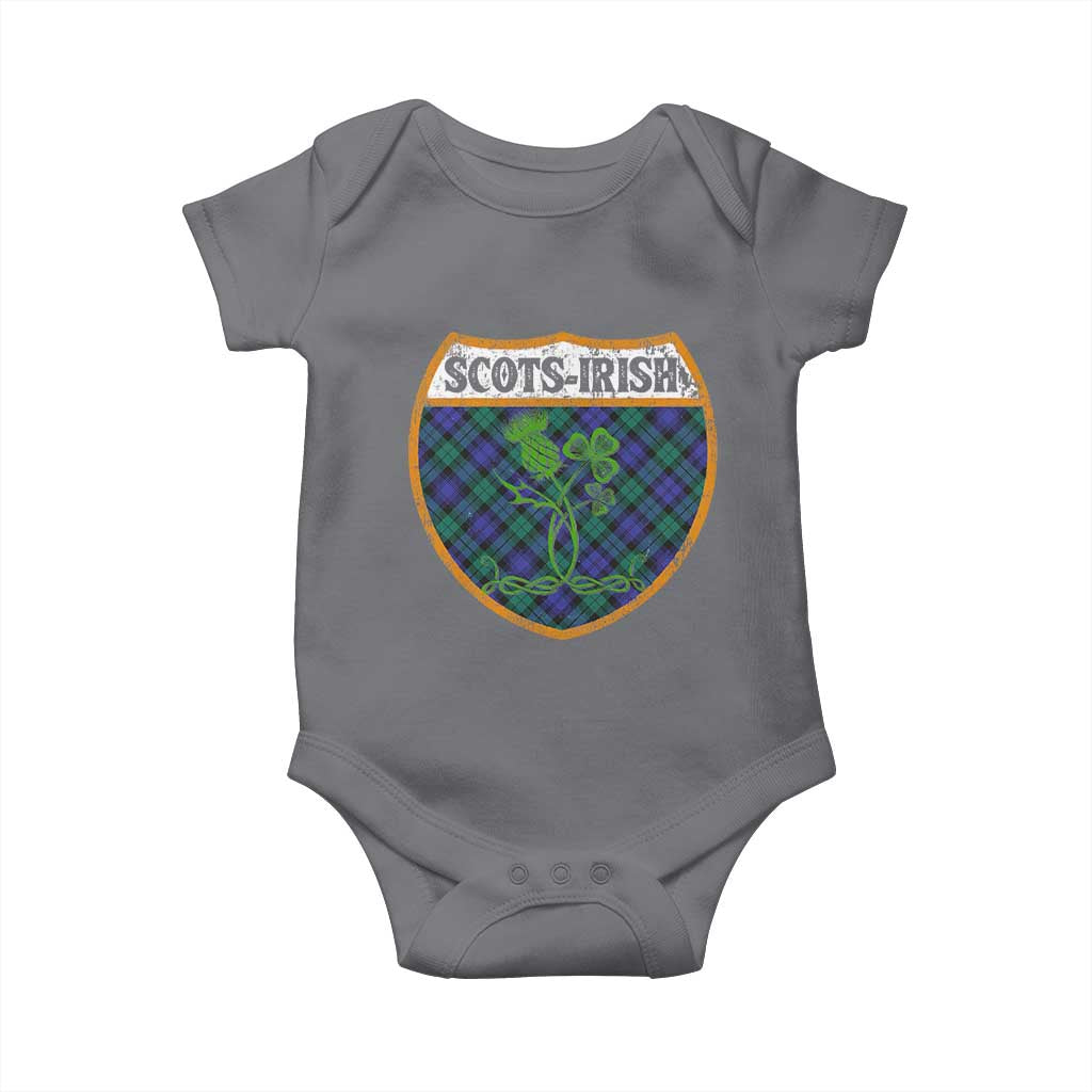 Scots-Irish Pride Baby Onesie Shamrock Ulster Scots Scotch Irish Shamrock Thistle TS09 Charcoal Print Your Wear