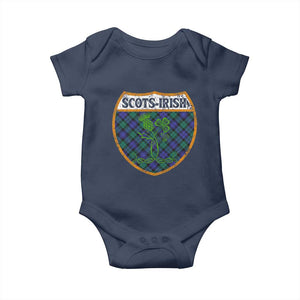 Scots-Irish Pride Baby Onesie Shamrock Ulster Scots Scotch Irish Shamrock Thistle TS09 Navy Print Your Wear