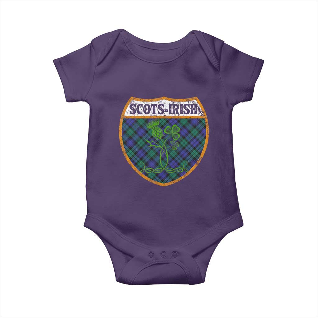 Scots-Irish Pride Baby Onesie Shamrock Ulster Scots Scotch Irish Shamrock Thistle TS09 Purple Print Your Wear