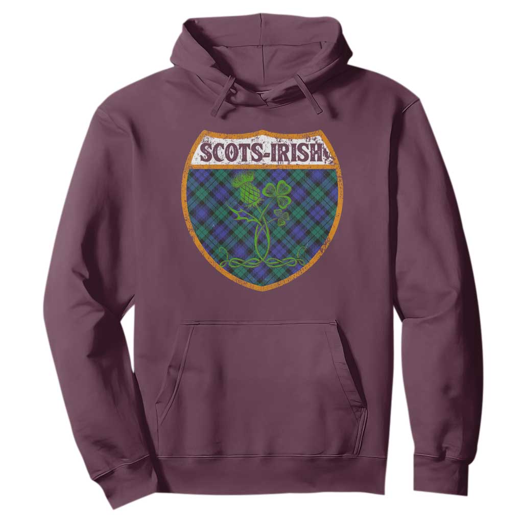 Scots-Irish Pride Hoodie Shamrock Ulster Scots Scotch Irish Shamrock Thistle TS09 Maroon Print Your Wear