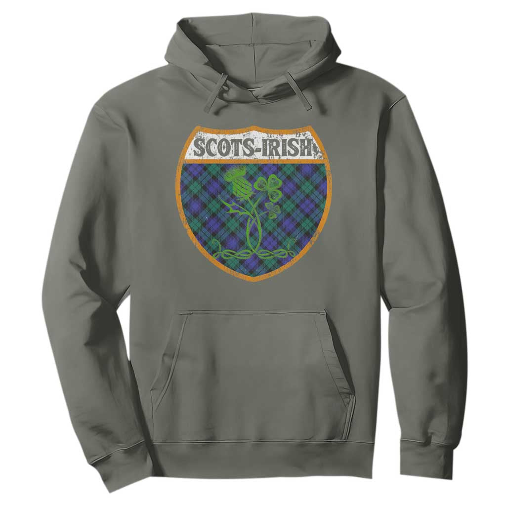 Scots-Irish Pride Hoodie Shamrock Ulster Scots Scotch Irish Shamrock Thistle TS09 Military Green Print Your Wear