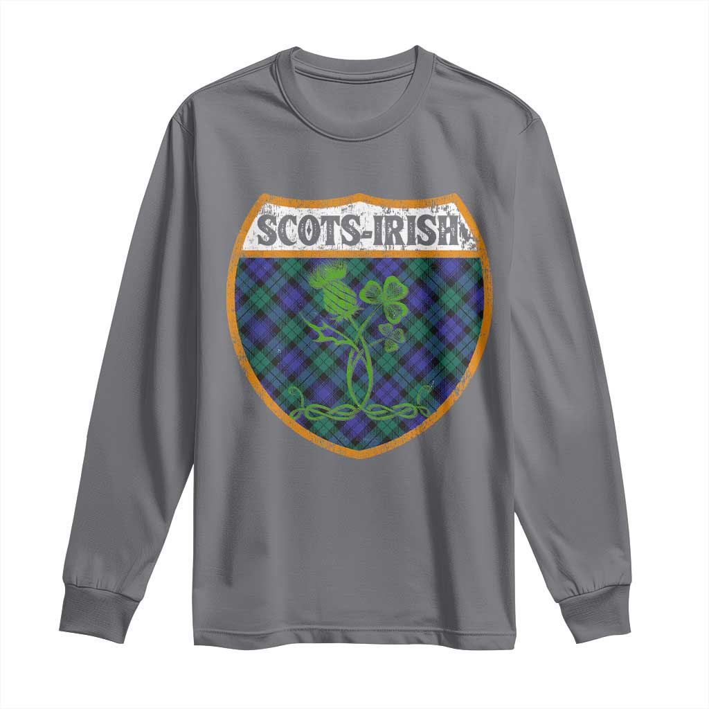 Scots-Irish Pride Long Sleeve Shirt Shamrock Ulster Scots Scotch Irish Shamrock Thistle TS09 Charcoal Print Your Wear