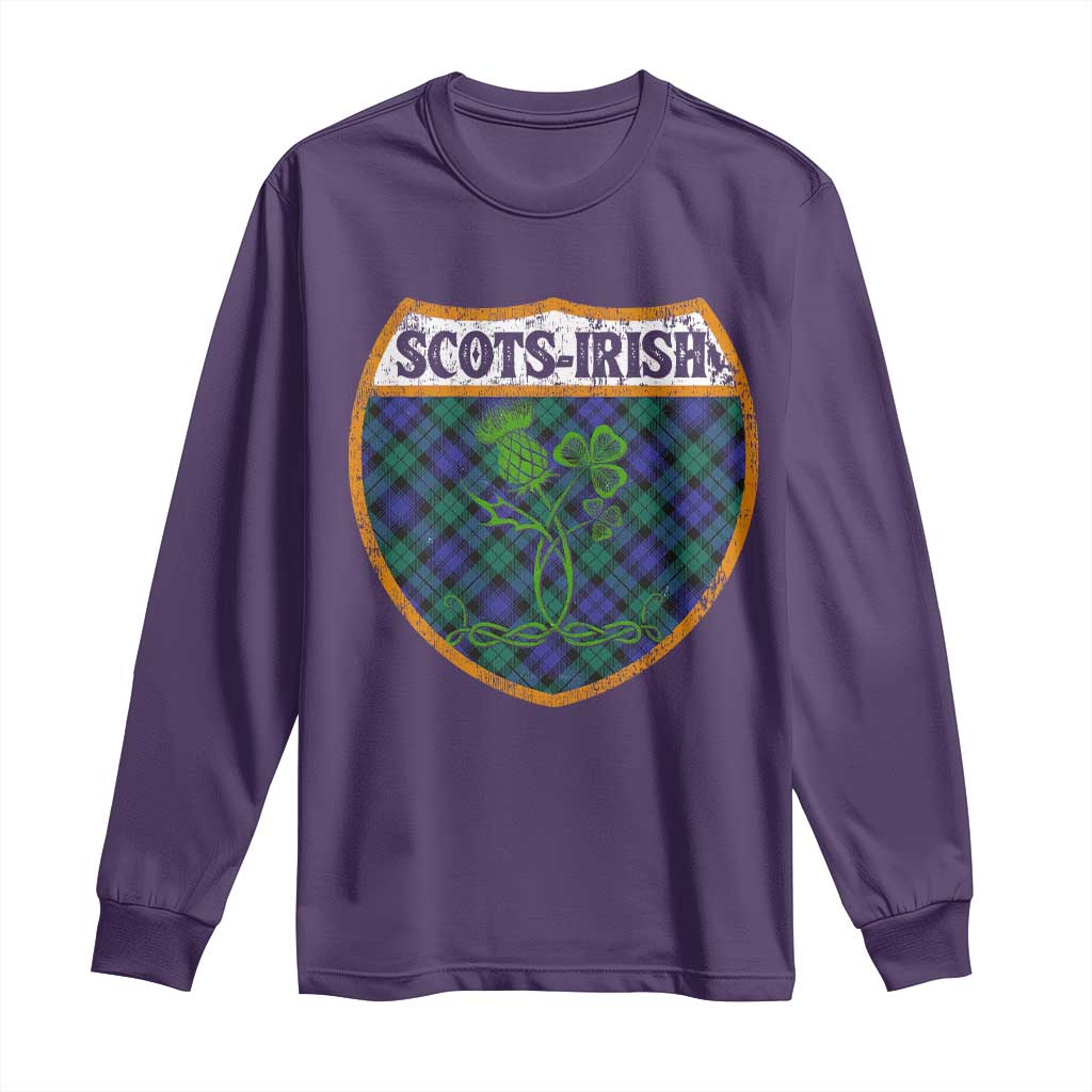 Scots-Irish Pride Long Sleeve Shirt Shamrock Ulster Scots Scotch Irish Shamrock Thistle TS09 Purple Print Your Wear