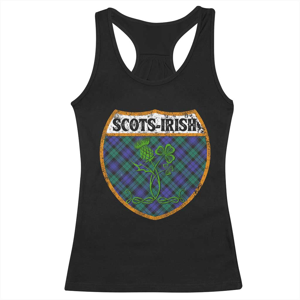 Scots-Irish Pride Racerback Tank Top Shamrock Ulster Scots Scotch Irish Shamrock Thistle TS09 Black Print Your Wear