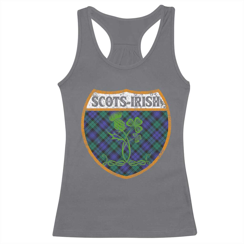 Scots-Irish Pride Racerback Tank Top Shamrock Ulster Scots Scotch Irish Shamrock Thistle TS09 Charcoal Print Your Wear