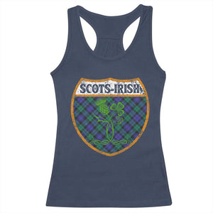 Scots-Irish Pride Racerback Tank Top Shamrock Ulster Scots Scotch Irish Shamrock Thistle TS09 Navy Print Your Wear