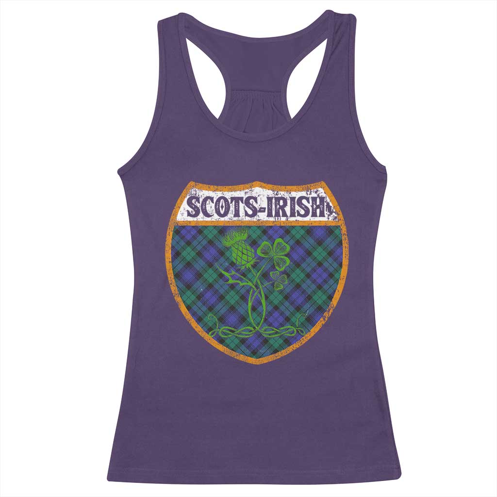 Scots-Irish Pride Racerback Tank Top Shamrock Ulster Scots Scotch Irish Shamrock Thistle TS09 Purple Print Your Wear
