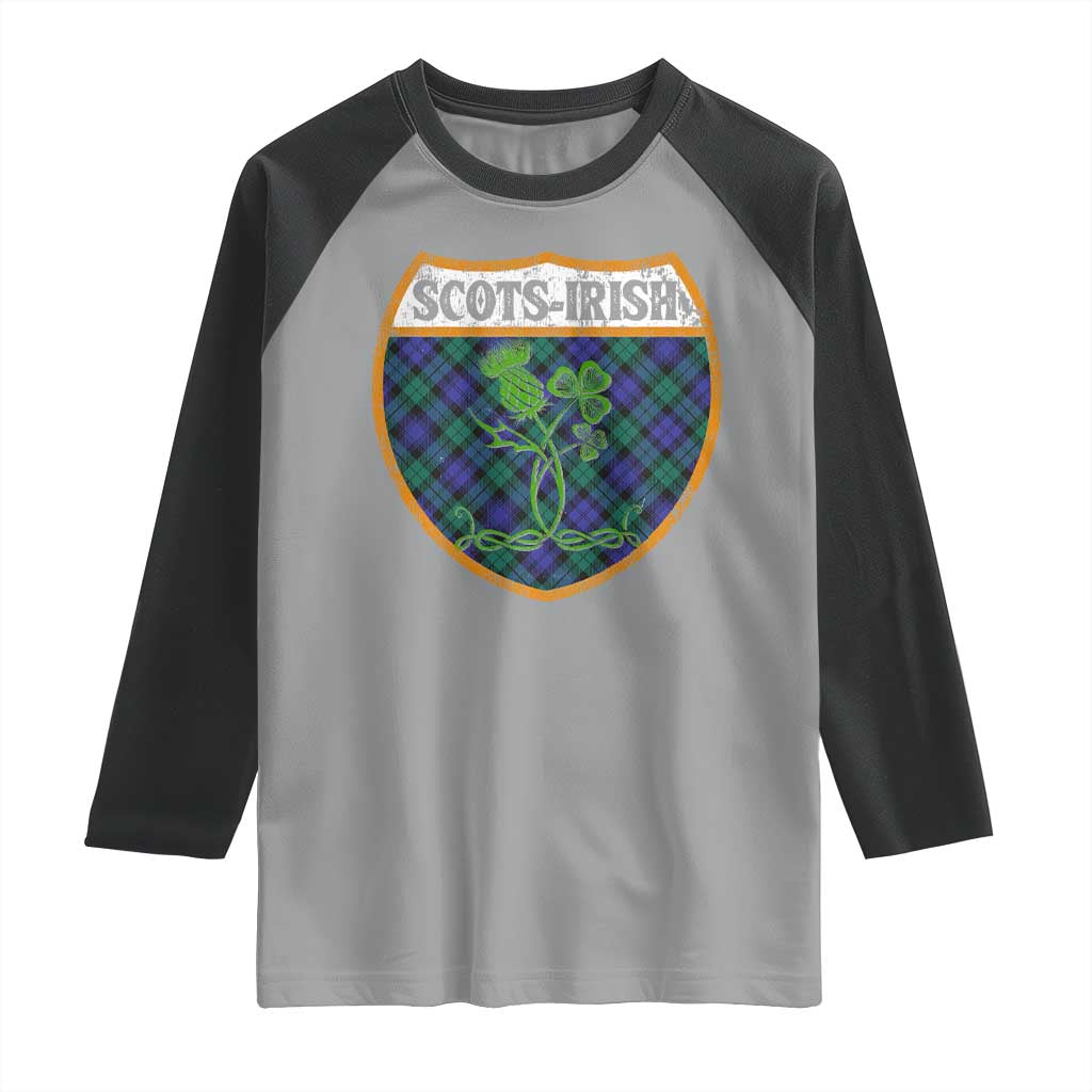 Scots-Irish Pride Raglan Shirt Shamrock Ulster Scots Scotch Irish Shamrock Thistle TS09 Sport Gray Black Print Your Wear