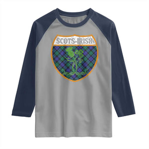 Scots-Irish Pride Raglan Shirt Shamrock Ulster Scots Scotch Irish Shamrock Thistle TS09 Sport Gray Navy Print Your Wear