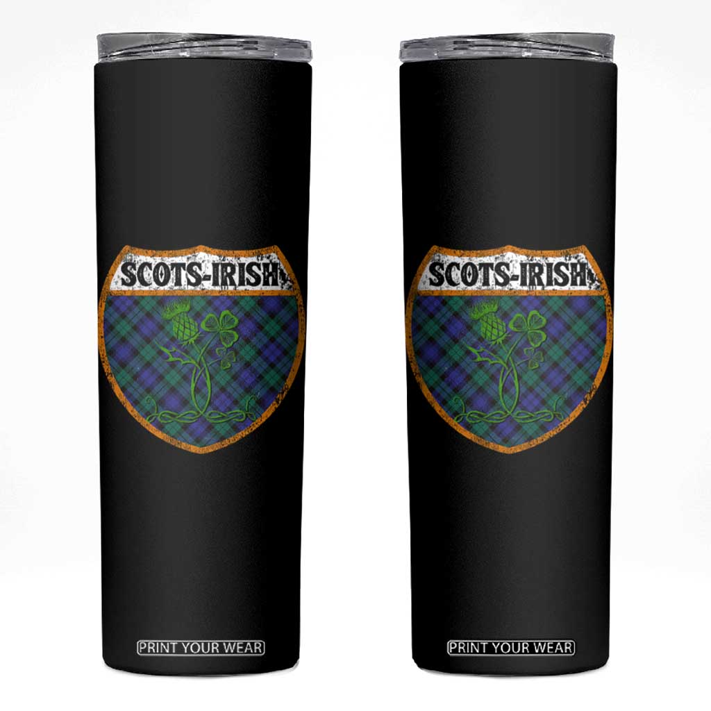Scots-Irish Pride Skinny Tumbler Shamrock Ulster Scots Scotch Irish Shamrock Thistle TS09 Black Print Your Wear