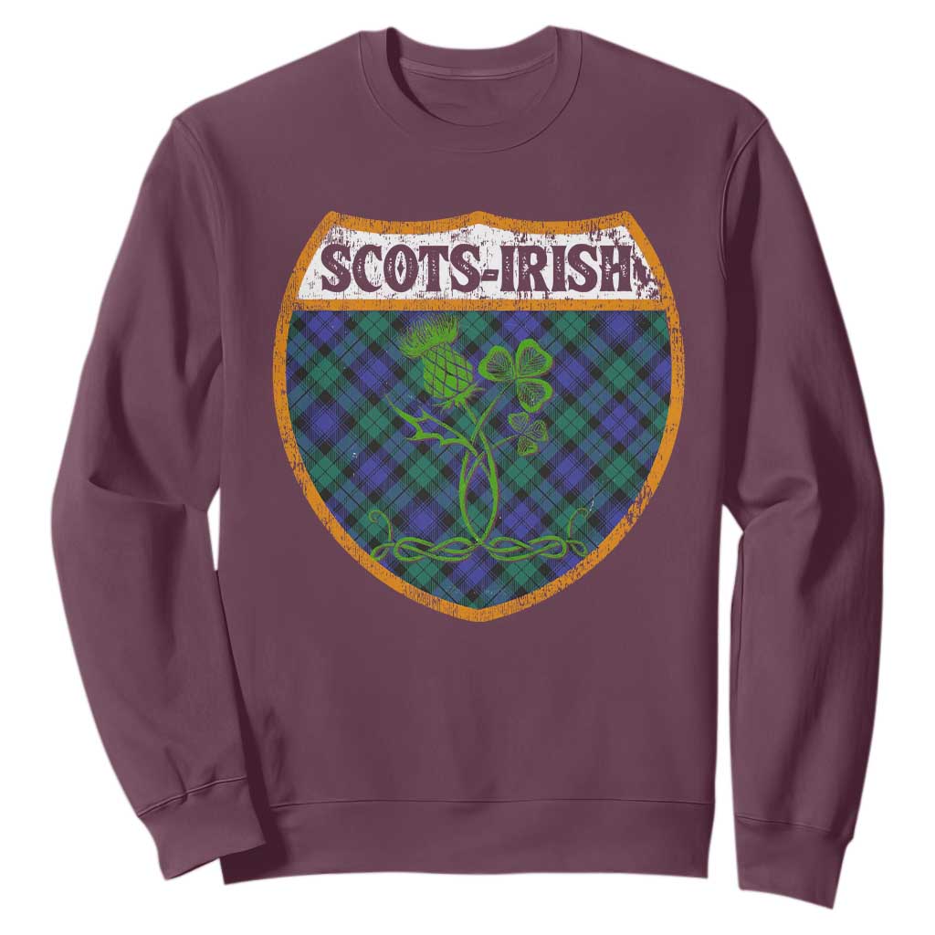 Scots-Irish Pride Sweatshirt Shamrock Ulster Scots Scotch Irish Shamrock Thistle TS09 Maroon Print Your Wear
