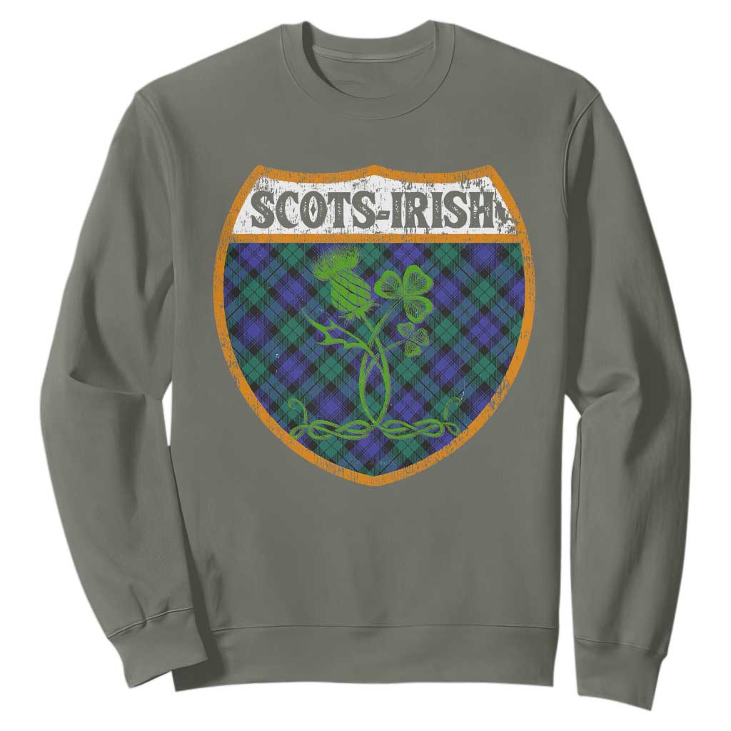 Scots-Irish Pride Sweatshirt Shamrock Ulster Scots Scotch Irish Shamrock Thistle TS09 Military Green Print Your Wear