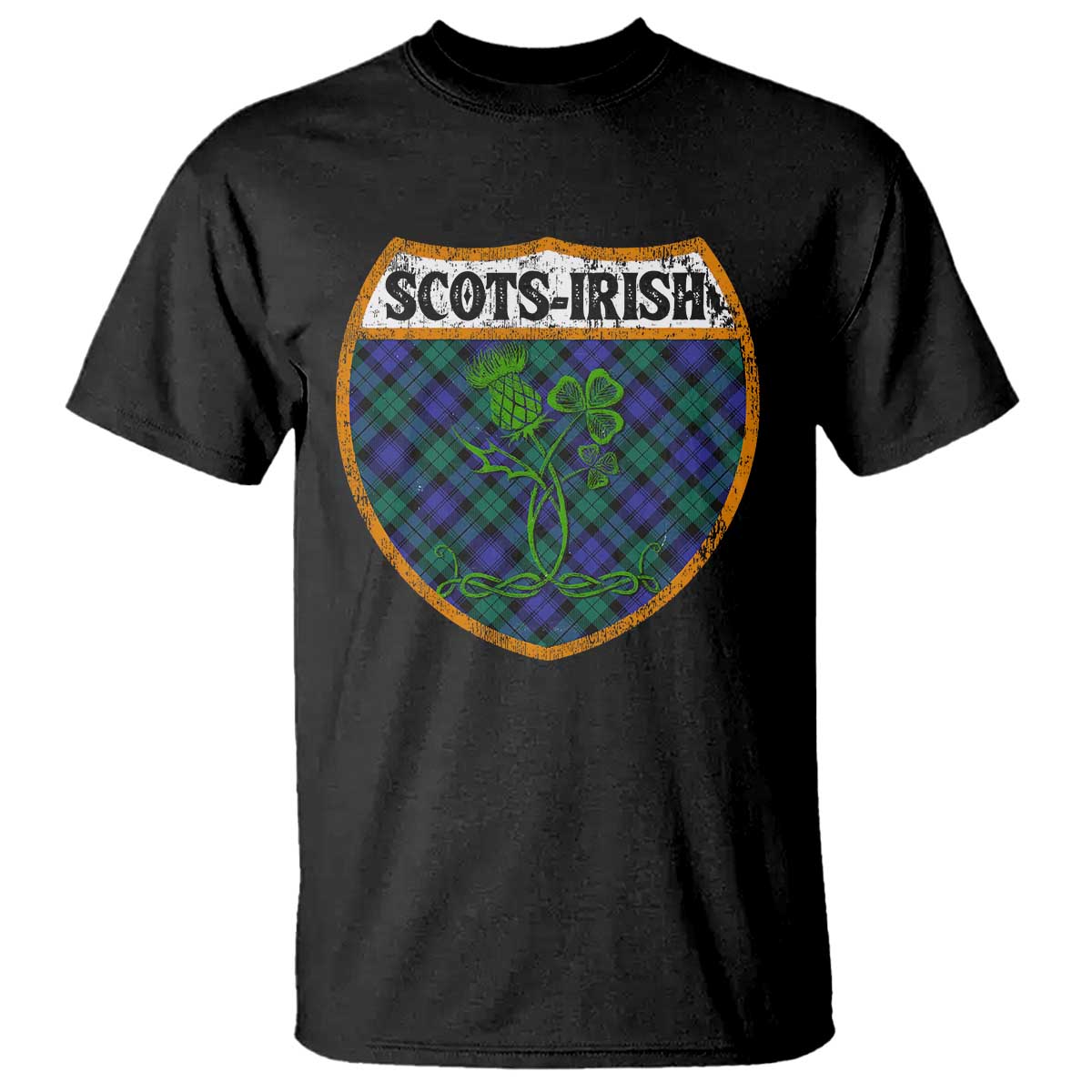 Scots-Irish Pride T Shirt Shamrock Ulster Scots Scotch Irish Shamrock Thistle TS09 Black Print Your Wear