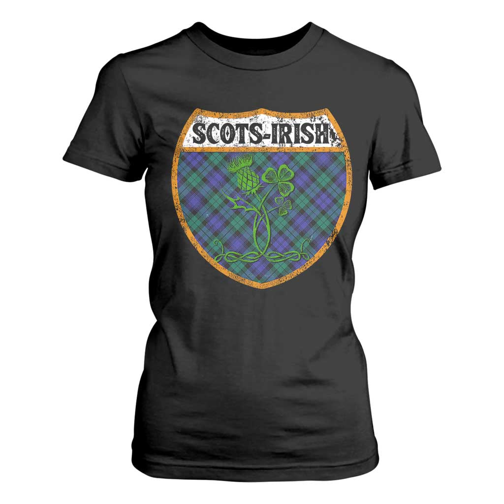 Scots-Irish Pride T Shirt For Women Shamrock Ulster Scots Scotch Irish Shamrock Thistle TS09 Black Print Your Wear