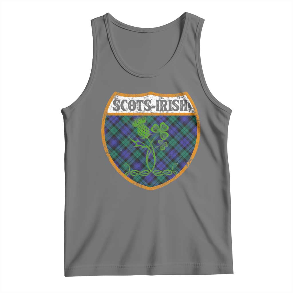 Scots-Irish Pride Tank Top Shamrock Ulster Scots Scotch Irish Shamrock Thistle TS09 Black Heather Print Your Wear