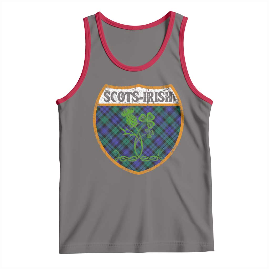 Scots-Irish Pride Tank Top Shamrock Ulster Scots Scotch Irish Shamrock Thistle TS09 Deep Heather Red Print Your Wear