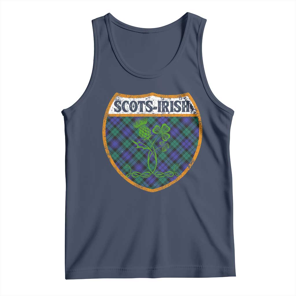 Scots-Irish Pride Tank Top Shamrock Ulster Scots Scotch Irish Shamrock Thistle TS09 Navy Print Your Wear