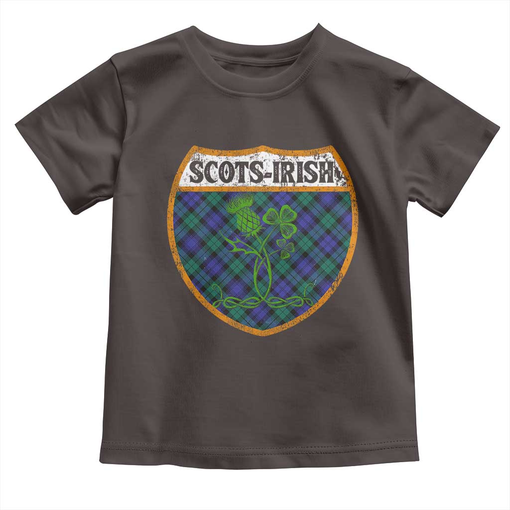 Scots-Irish Pride Toddler T Shirt Shamrock Ulster Scots Scotch Irish Shamrock Thistle TS09 Dark Chocolate Print Your Wear